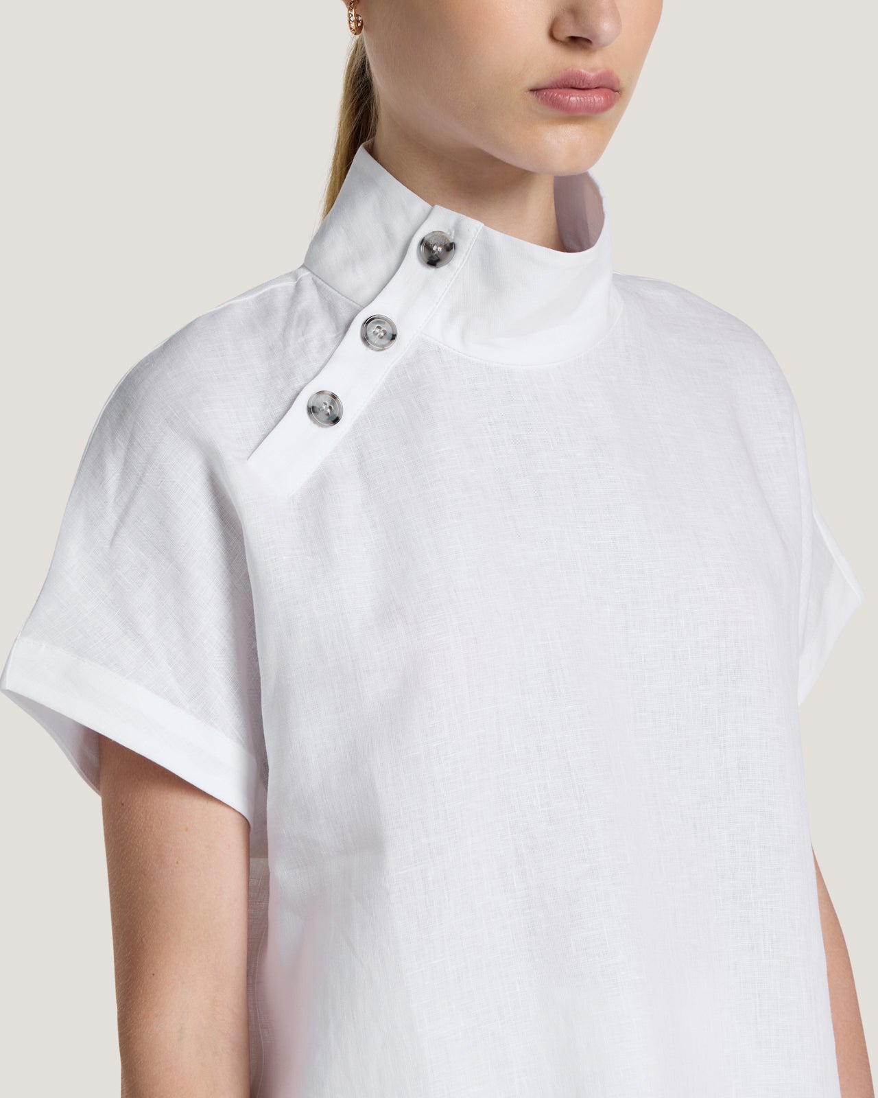 Jemma High Collar Placket Top