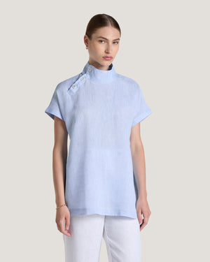 Jemma High Collar Placket Top