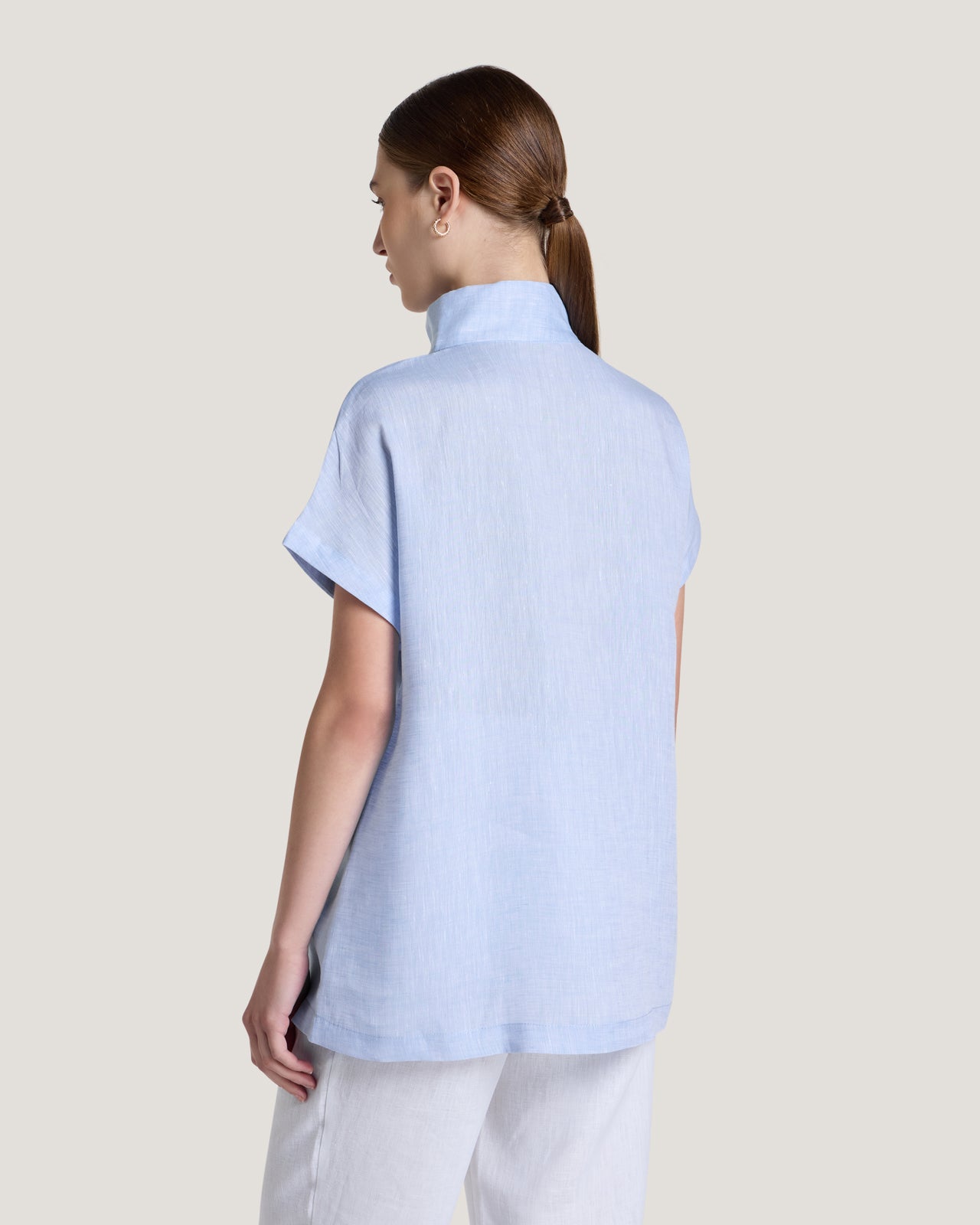 Jemma High Collar Placket Top