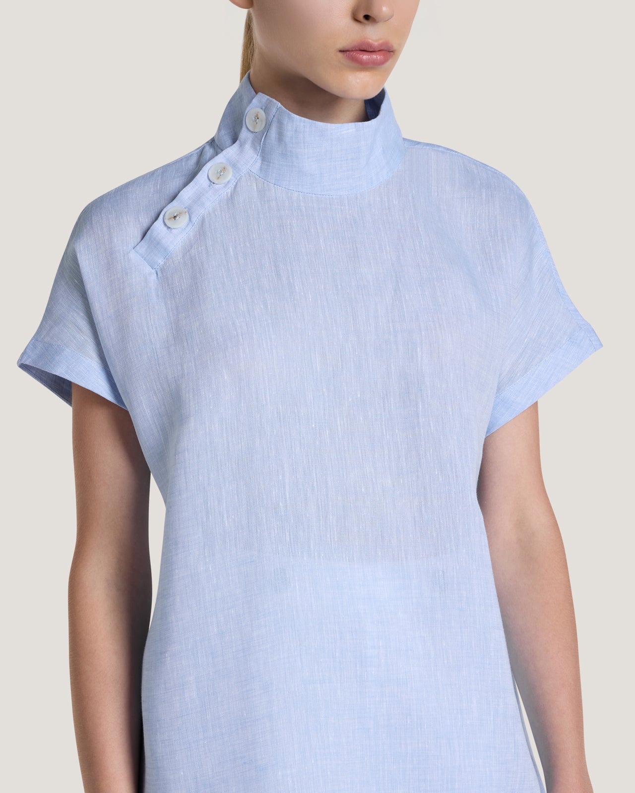 Jemma High Collar Placket Top