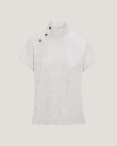 Jemma High Collar Placket Top