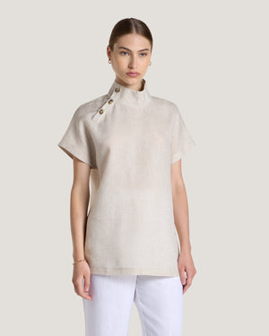 Jemma High Collar Placket Top