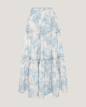 Women Amna Gathered Printed Tiered Skirt With Ruffles