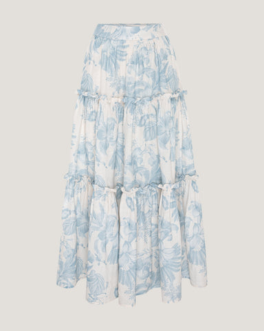 Women Amna Gathered Printed Tiered Skirt With Ruffles