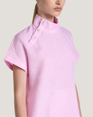 Jemma High Collar Placket Top