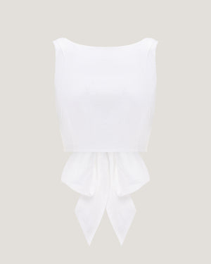 Women Belle Striped Boat Neck Tie Up Cropped Top