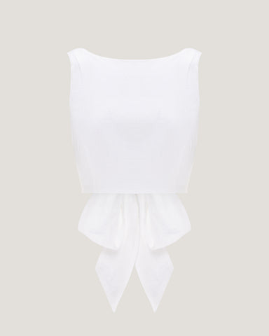 Women Belle Striped Boat Neck Tie Up Cropped Top