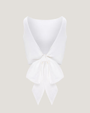 Women Belle Striped Boat Neck Tie Up Cropped Top