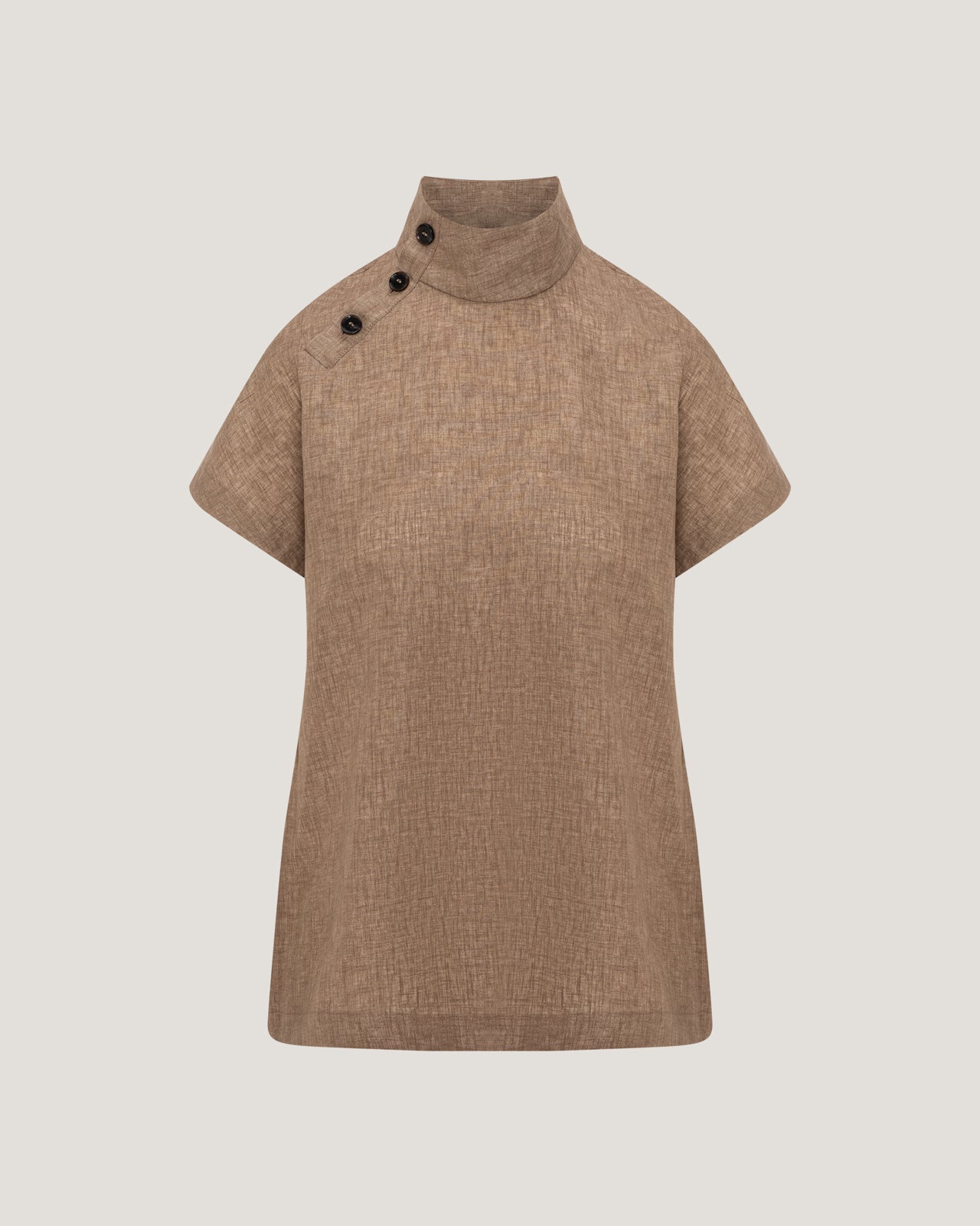 Women Jemma High Collar Placket Short Sleeve Top