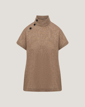 Women Jemma High Collar Placket Short Sleeve Top