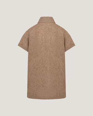 Women Jemma High Collar Placket Short Sleeve Top