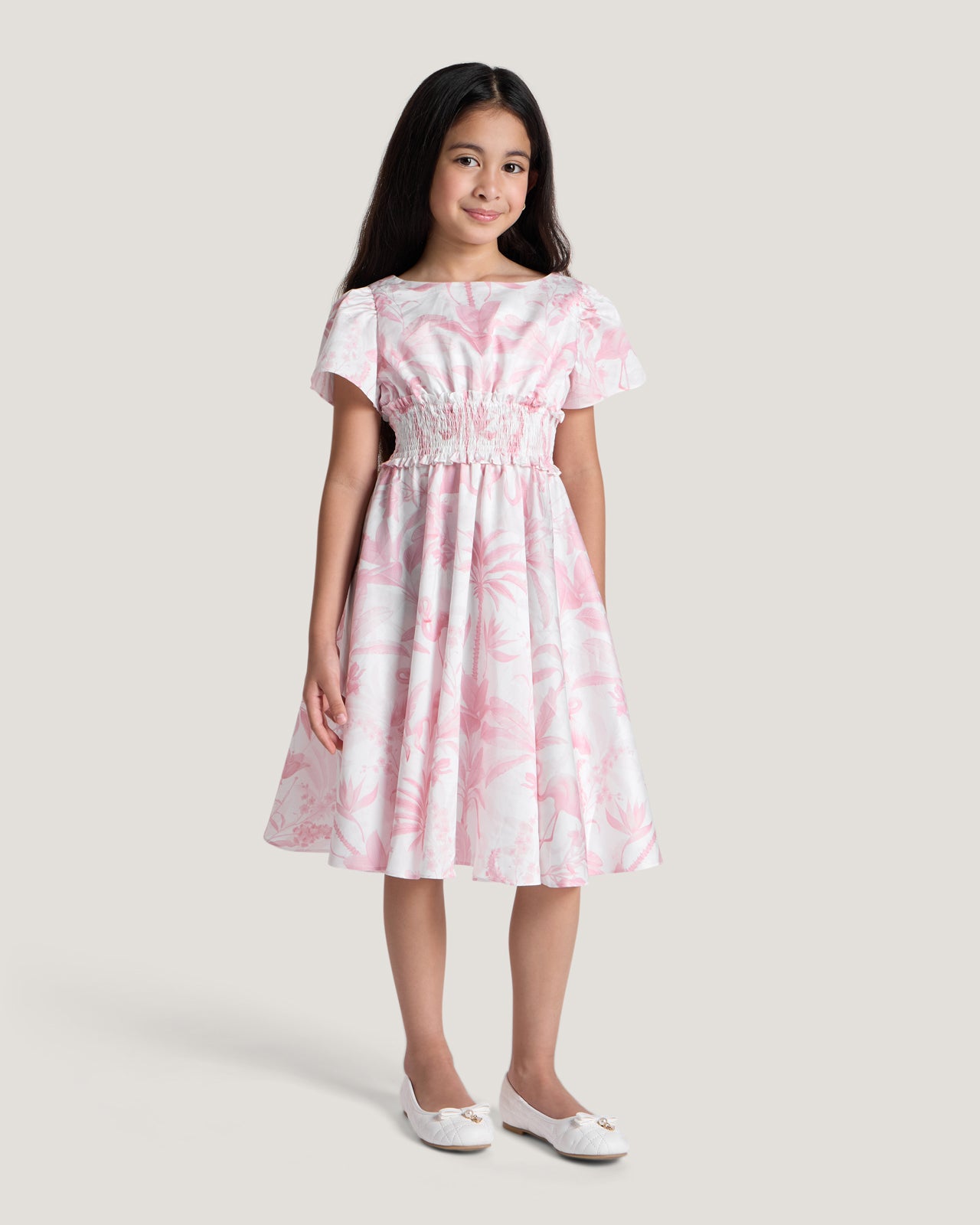 Girls Soraya Smocked Waist Printed Dress