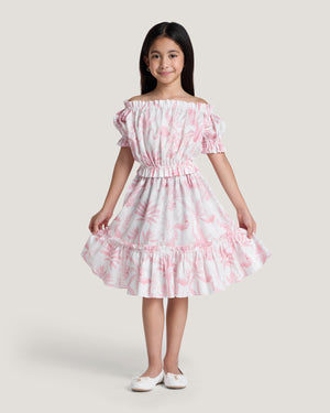 Girls Regina Elasticated Detail Printed Skirt
