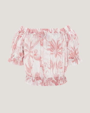 Girls Regina Elasticated Detail Printed Blouse