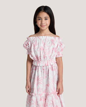 Girls Regina Elasticated Detail Printed Blouse