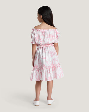 Girls Regina Elasticated Detail Printed Skirt