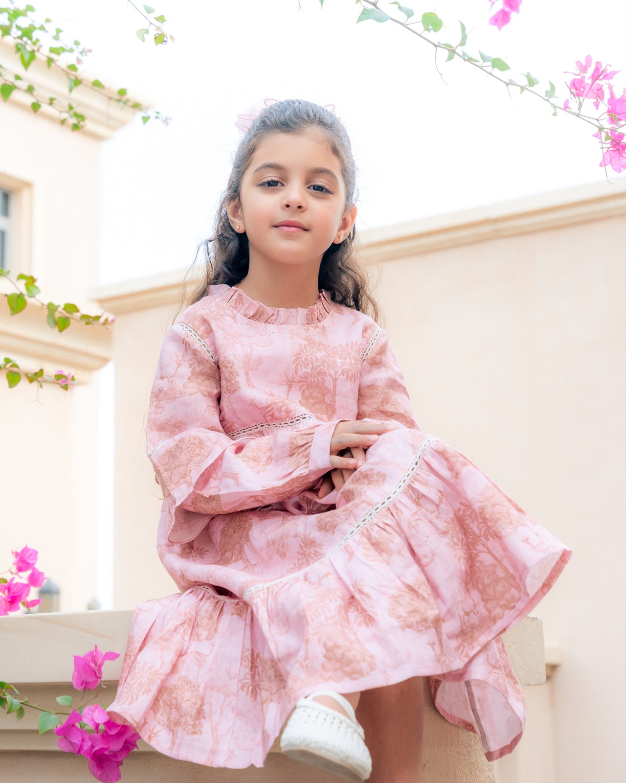 midi girls print ruffle dress medium Girls Emily Ruffle Trim Printed Midi Dress