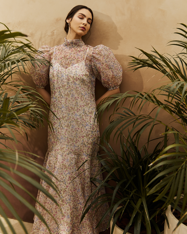 Women Iris Short Sleeves Maxi Dress