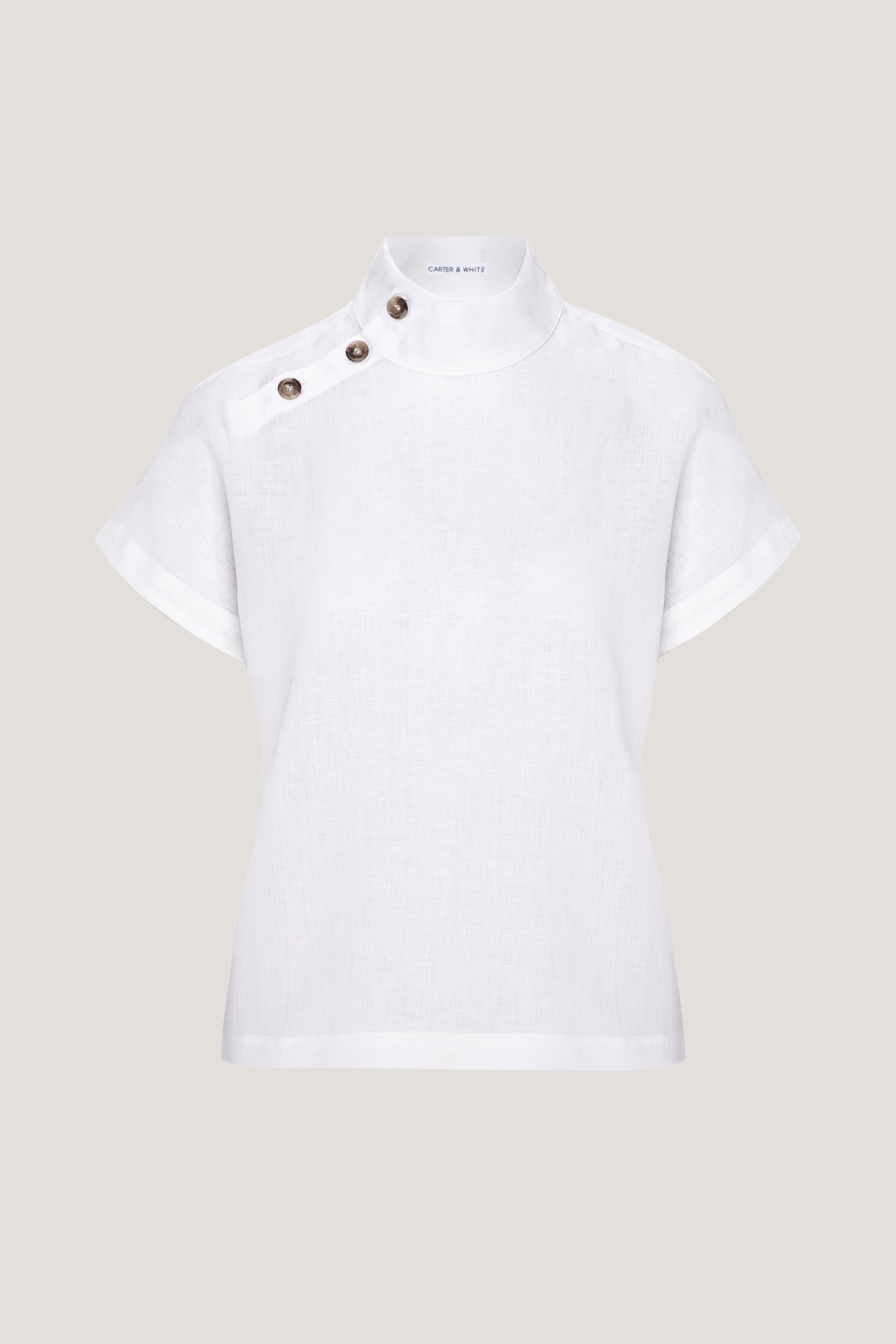 Jemma High Collar Placket Top