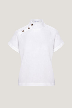 Jemma High Collar Placket Top
