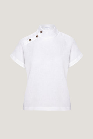 Jemma High Collar Placket Top