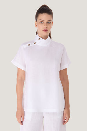 Jemma High Collar Placket Top